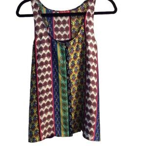 Natori Medium M womens tank top shirt front button print